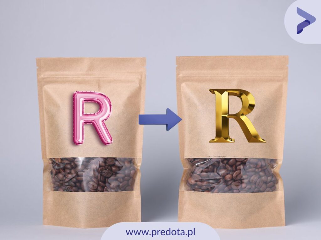 Opakowania kawy z różnymi etykietami - obrazek do artykułu o tym czym jest zmiana logo lub nazwy firmy.